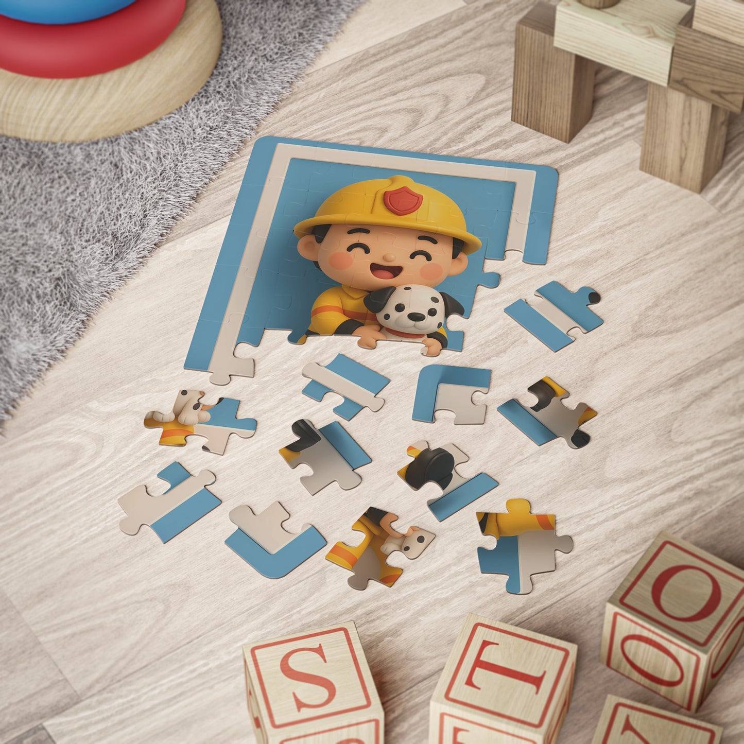 Kids Firefighter Puzzle, 30-Piece Fun for Children, Educational Play, Gift for Birthdays, Learning Activity, Family Bonding