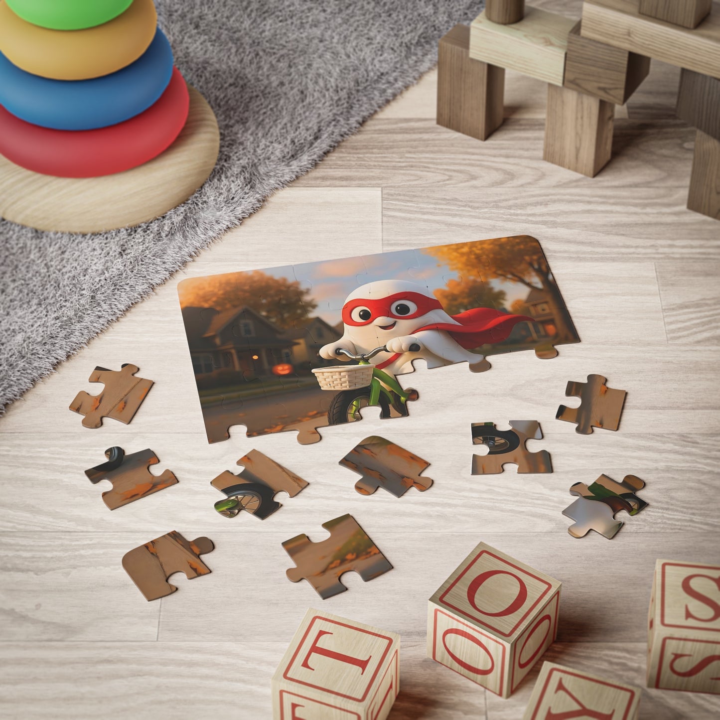 Kids Halloween Puzzle Adventure: Ghost trick or treating Fun 30-Piece Jigsaw for Creative Playtime, Family Activity, Learning Tool, Gift for Kids